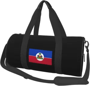 Haitian Flag Convertible Garment Bag with Shoulder Strap, Carry on Garment Duffel Bag for Men Women - Rolling Foldable for Travel Luggage Bags (Black)