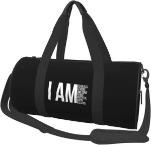 I AM Fearless, I AM Strong, I AM Blessed Convertible Garment Bag with Shoulder Strap, Carry on Garment Duffel Bag for Men Women - Rolling Foldable for Travel Luggage Bags (Black)