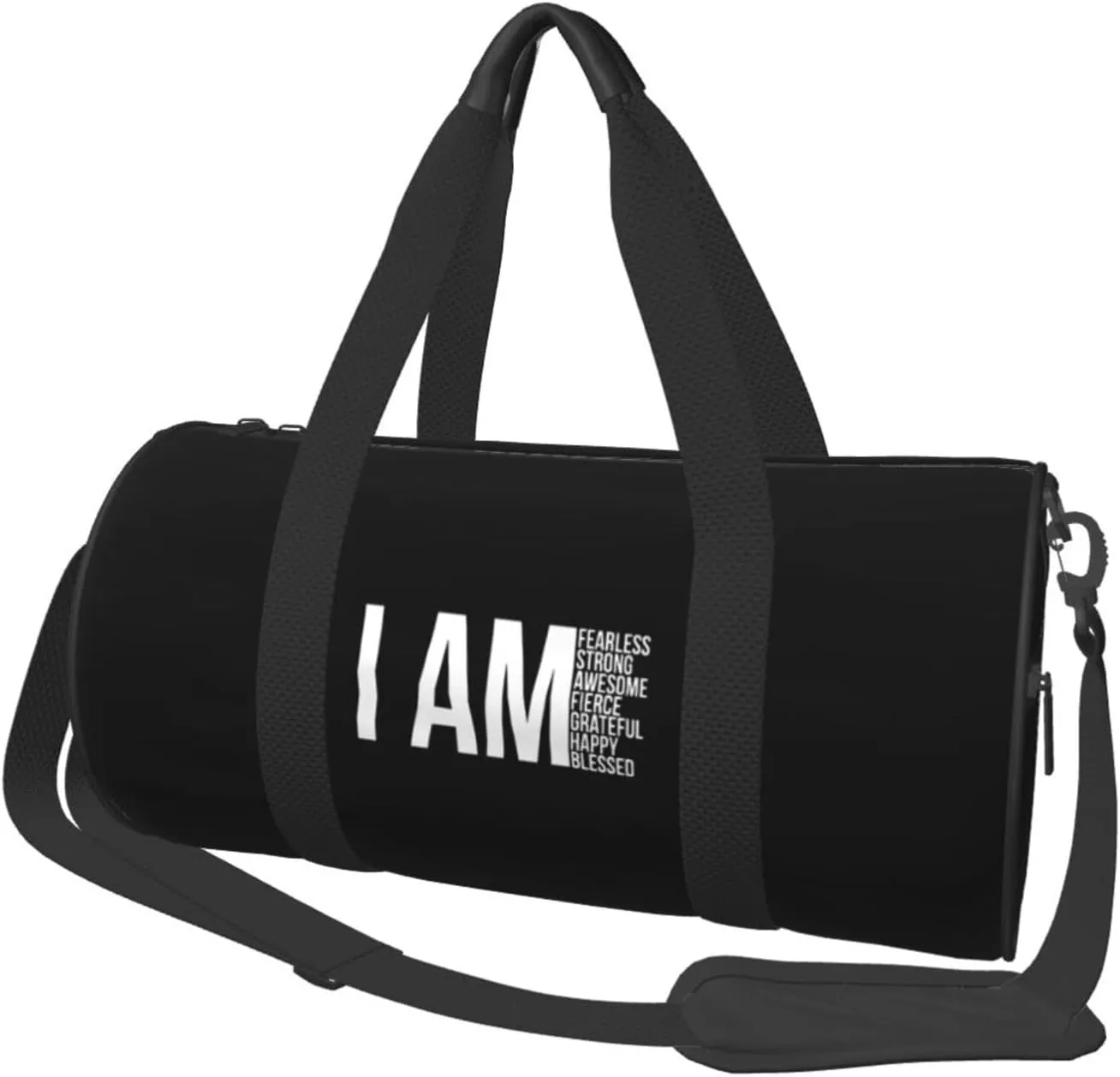 I AM Fearless, I AM Strong, I AM Blessed Convertible Garment Bag with Shoulder Strap, Carry on Garment Duffel Bag for Men Women - Rolling Foldable for Travel Luggage Bags (Black)