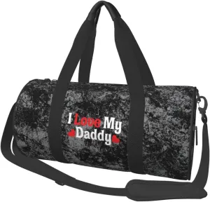 I Love Daddy Convertible Garment Bag with Shoulder Strap, Carry on Garment Duffel Bag for Men Women - Rolling Foldable for Travel Luggage Bags (Black)