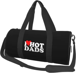 I Love Hot Dads Convertible Garment Bag with Shoulder Strap, Carry on Garment Duffel Bag for Men Women - Rolling Foldable for Travel Luggage Bags (Black)