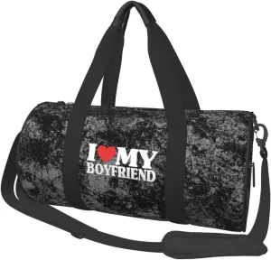 I Love My Boyfriend Convertible Garment Bag with Shoulder Strap, Carry on Garment Duffel Bag for Men Women - Rolling Foldable for Travel Luggage Bags (Black)