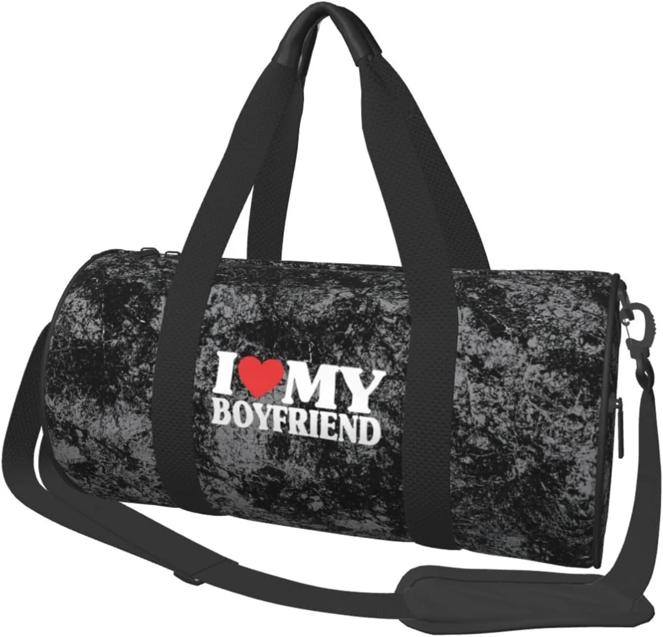 I Love My Boyfriend Convertible Garment Bag with Shoulder Strap, Carry on Garment Duffel Bag for Men Women - Rolling Foldable for Travel Luggage Bags (Black)