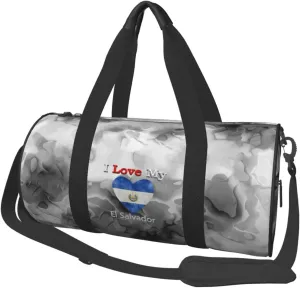 I Love My El Salvador Heart Flag Convertible Garment Bag with Shoulder Strap, Carry on Garment Duffel Bag for Men Women - Rolling Foldable for Travel Luggage Bags (Black)