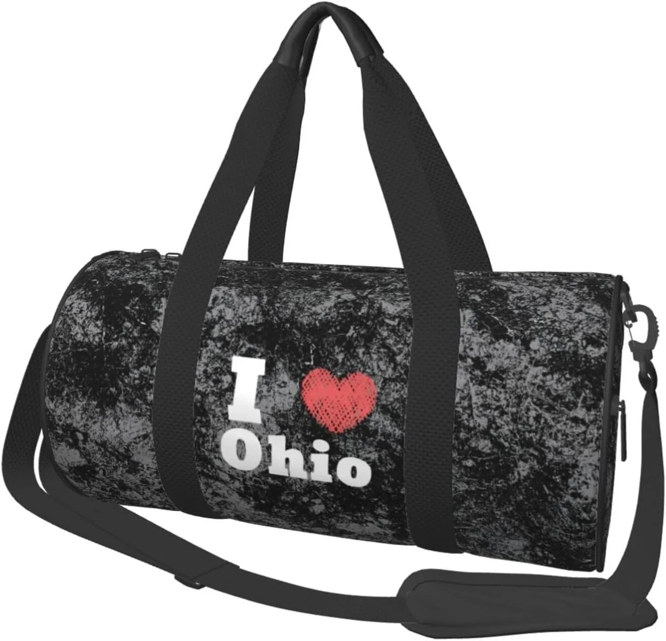 I Love Ohio Convertible Garment Bag with Shoulder Strap, Carry on Garment Duffel Bag for Men Women - Rolling Foldable for Travel Luggage Bags (Black)