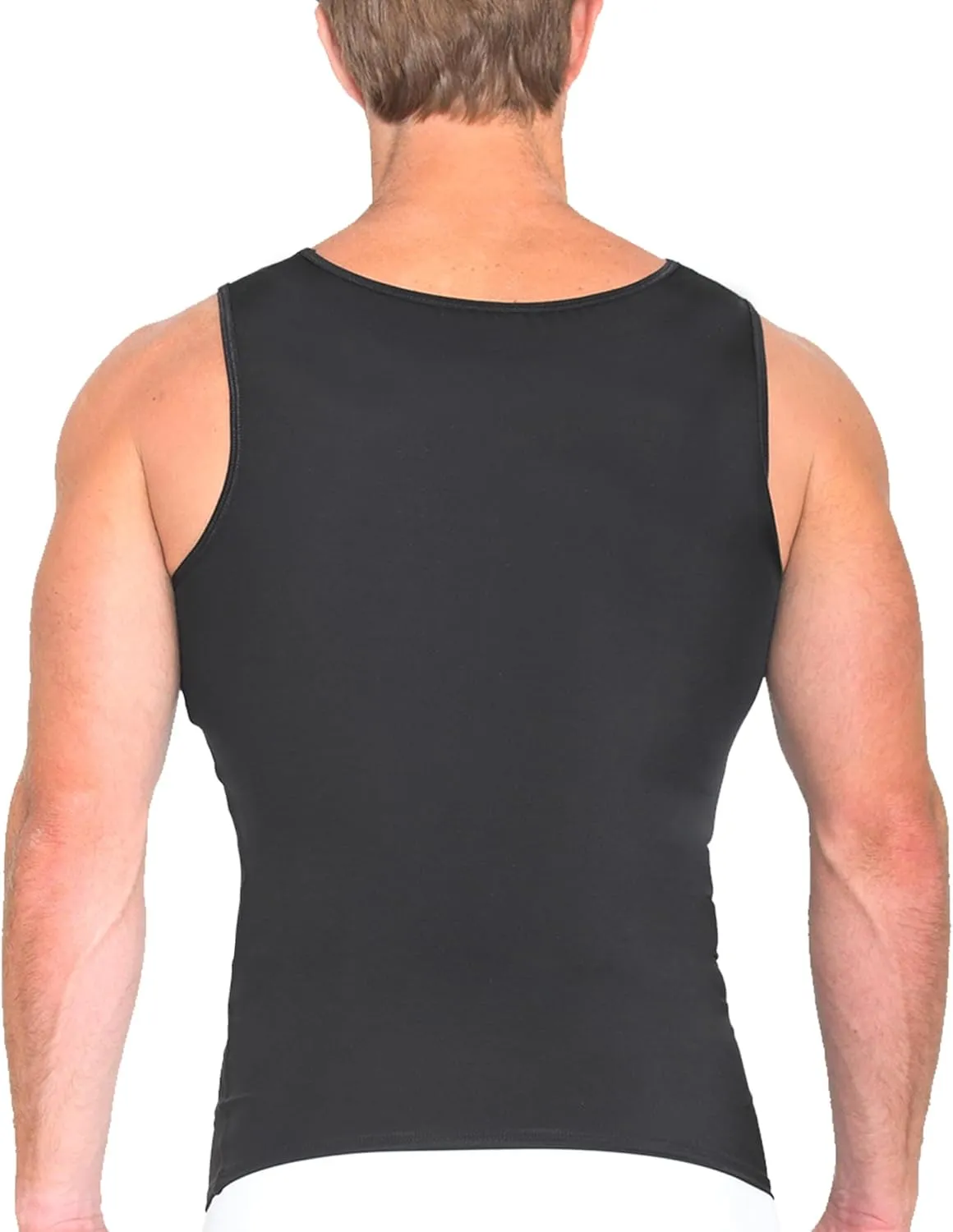 Insta Slim by I.S. Pro -Made in USA- Compression Muscle Tank for Men W/ 2 Layer Slimming Belt for Double Belly & Back Support