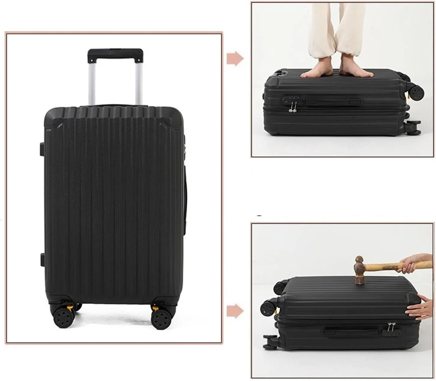 IRYZE Lightweight Suitcase Suitcase With Spinner Wheels Hardshell Lightweight Rolling Suitcases For Business Travel Carry on Luggage (Color : White, Size : 24in)