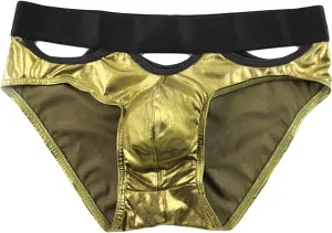 JEsilunmaMY Mens Shiny Leather Underwear Low Rise Hollow Out Bulge Pouch Boxer Briefs Athletic Supporter Jockstrap Underpants