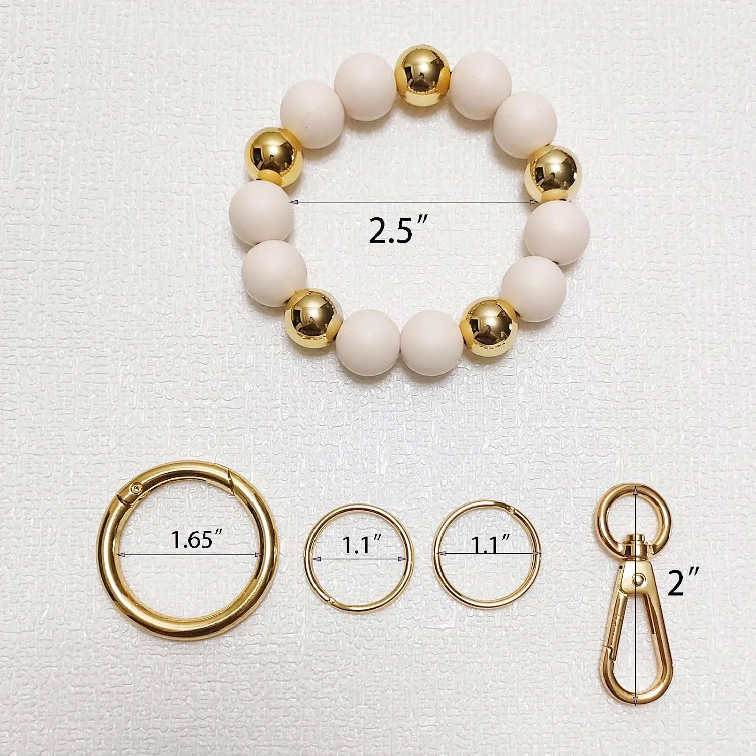 Junyuerly Wristlet Keychain Silicone Beaded Key Ring Bracelet for Women Elastic Bangle Key Chain Holder
