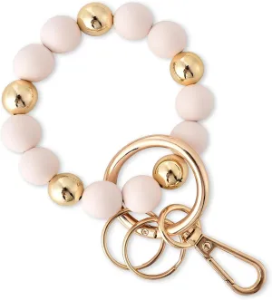 Junyuerly Wristlet Keychain Silicone Beaded Key Ring Bracelet for Women Elastic Bangle Key Chain Holder