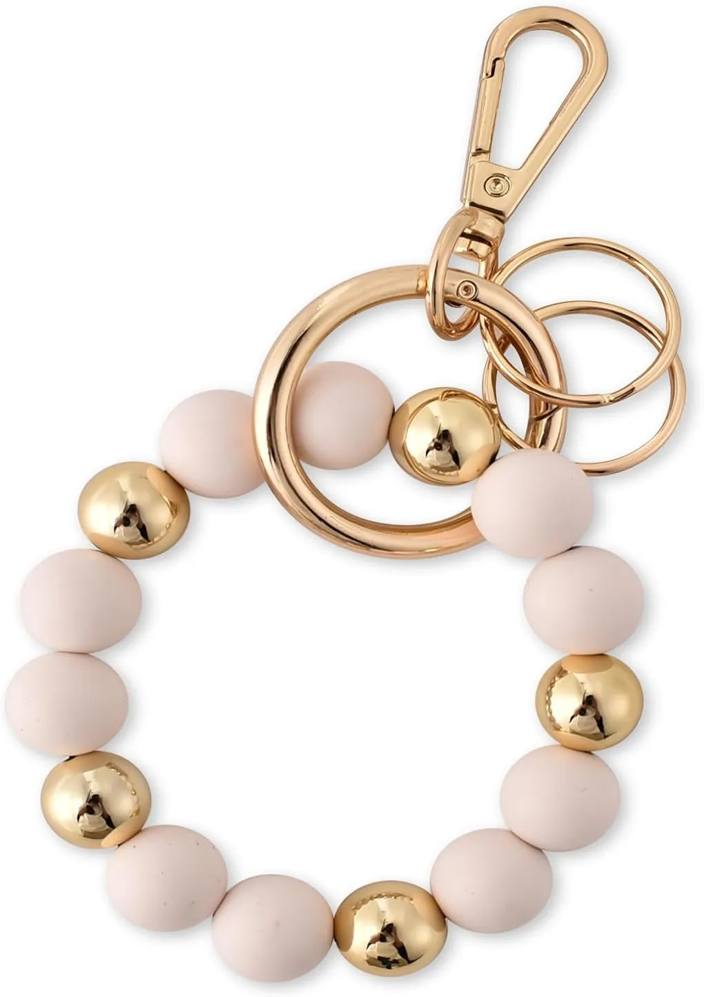 Junyuerly Wristlet Keychain Silicone Beaded Key Ring Bracelet for Women Elastic Bangle Key Chain Holder