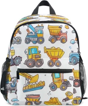 Kids Backpacks Teens Boys Waterproof Diaper Bag Backpack with Chest Strap Construction Vehicles