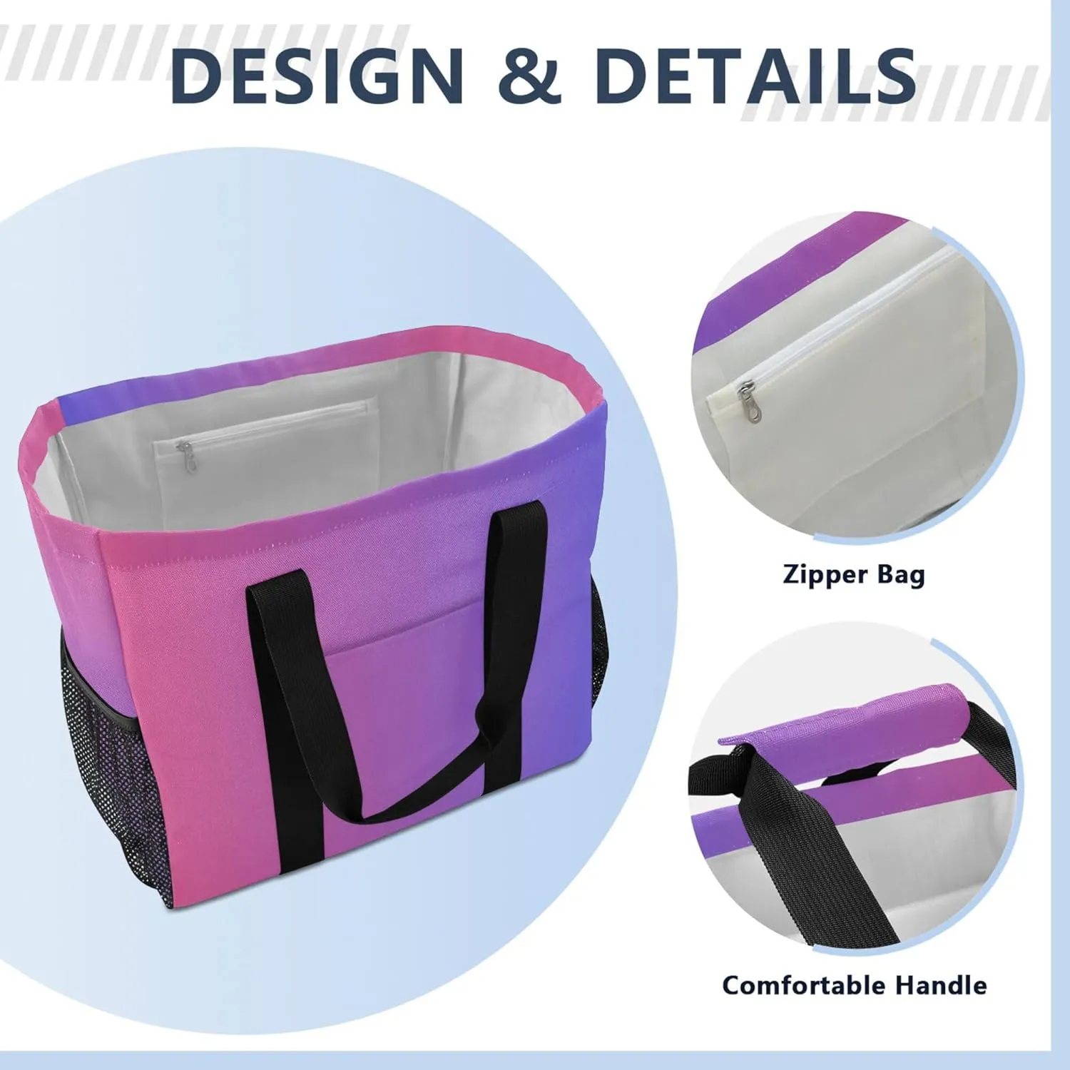 KLL Large Utility Tote Bag with Handles Foldable Sandproof Reusable Grocery Shopping Bags