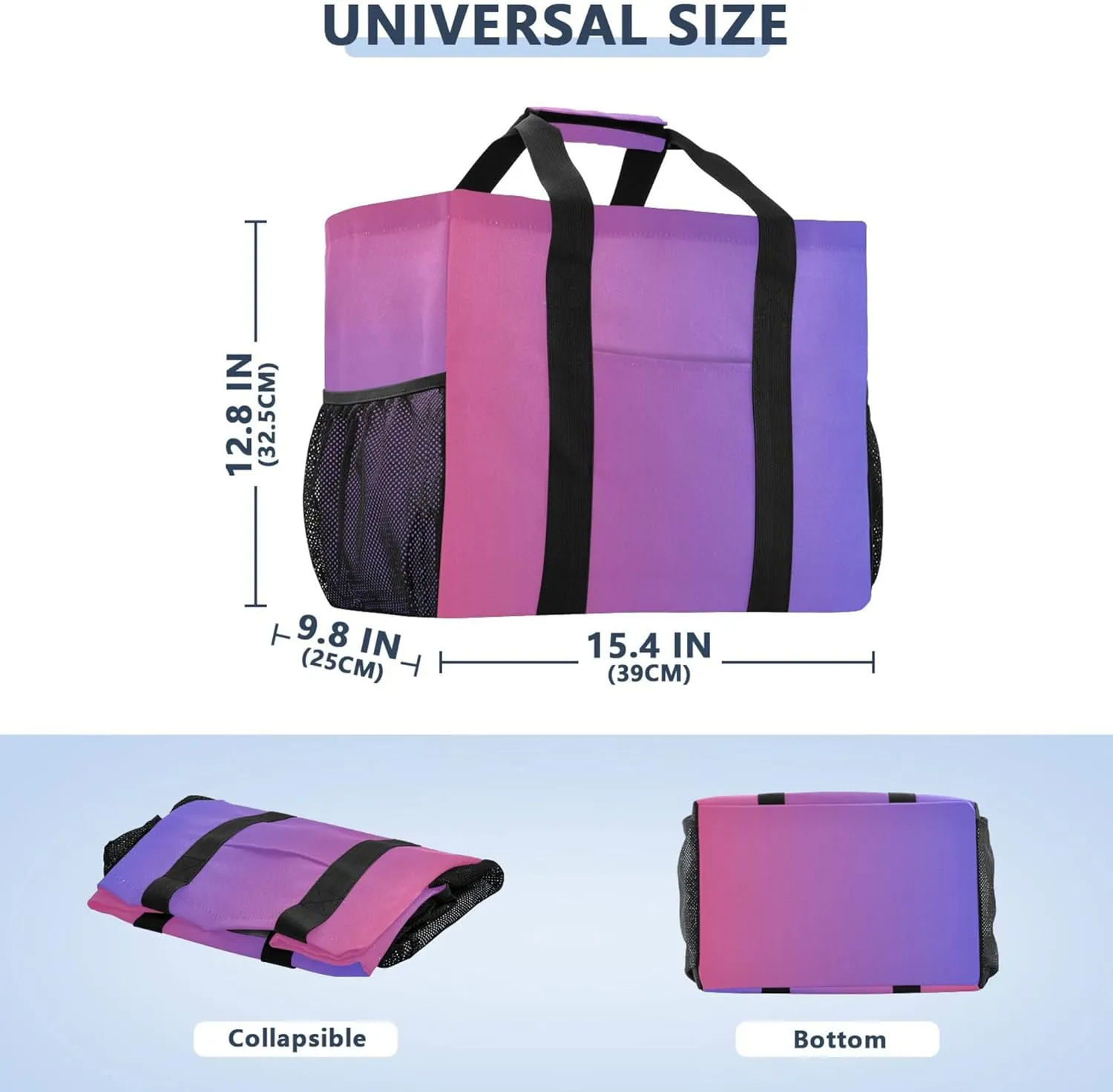 KLL Large Utility Tote Bag with Handles Foldable Sandproof Reusable Grocery Shopping Bags