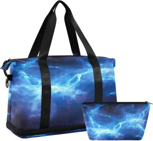 Lightning Sports Gym Bag with Waterproof Dry Wet Pocket, Travel Duffel Bag for Women MenWorkout Bag Fits Yoga, Swimming