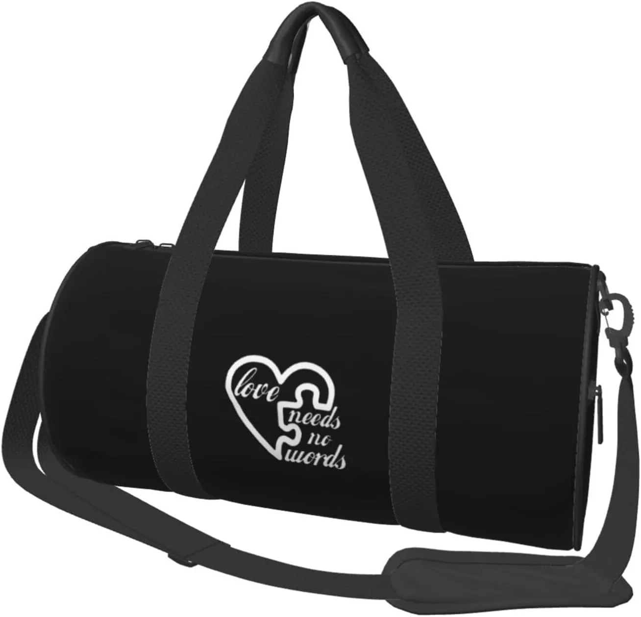 Love Needs No Words Convertible Garment Bag with Shoulder Strap, Carry on Garment Duffel Bag for Men Women - Rolling Foldable for Travel Luggage Bags (Black)