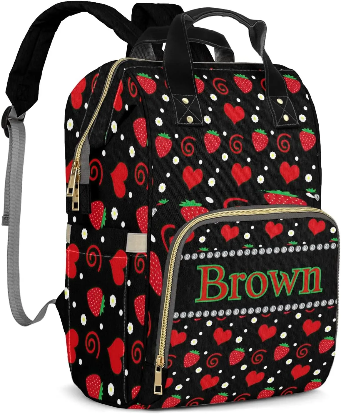 Love Strawberry Diaper Bags Custom Mummy Backpack with Name Tote Bag Backpacks Presents