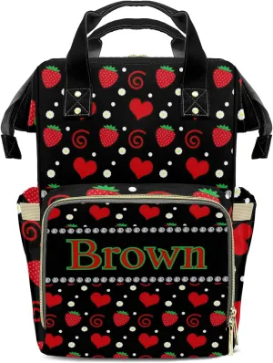 Love Strawberry Diaper Bags Custom Mummy Backpack with Name Tote Bag Backpacks Presents