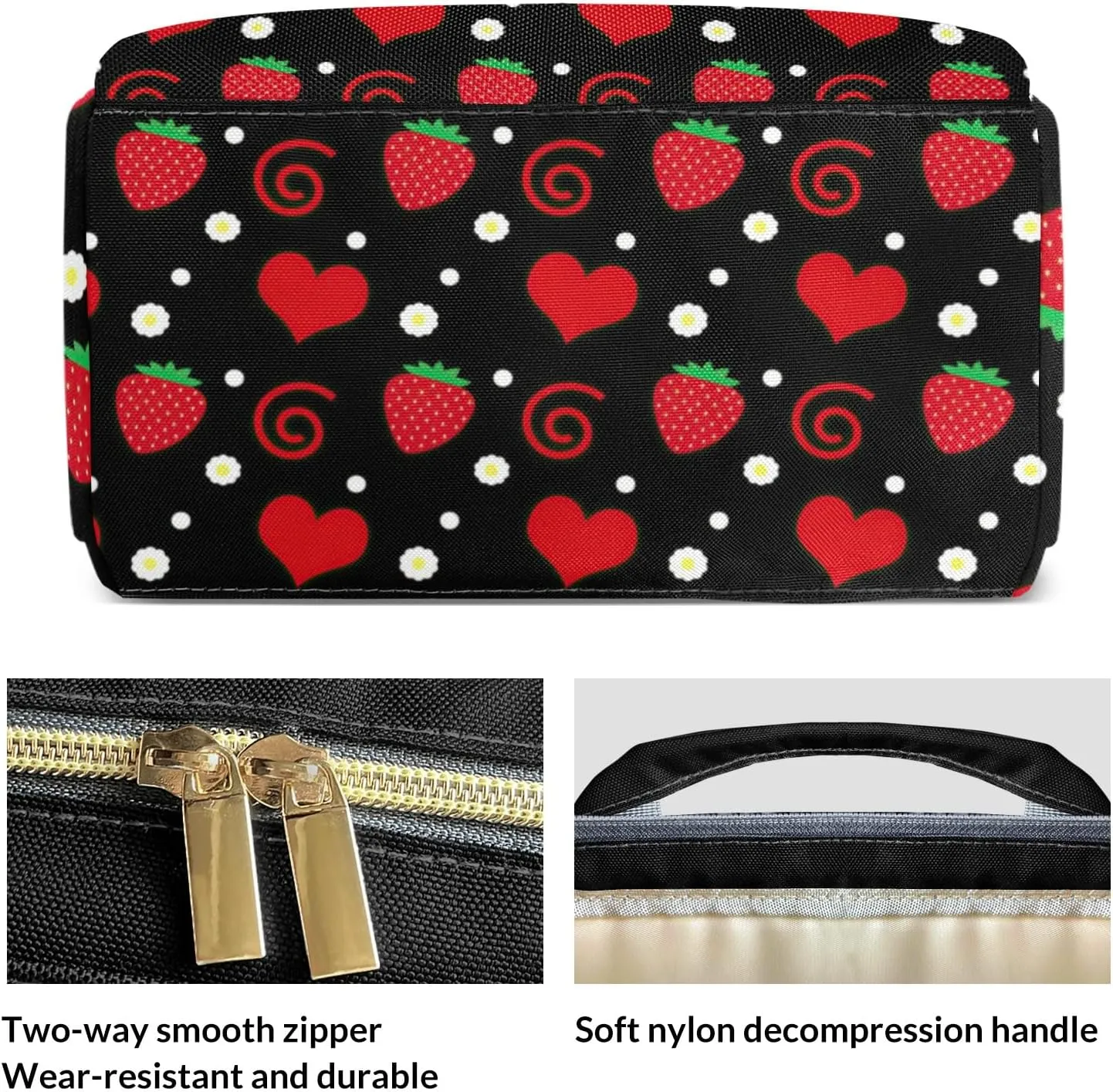 Love Strawberry Diaper Bags Custom Mummy Backpack with Name Tote Bag Backpacks Presents