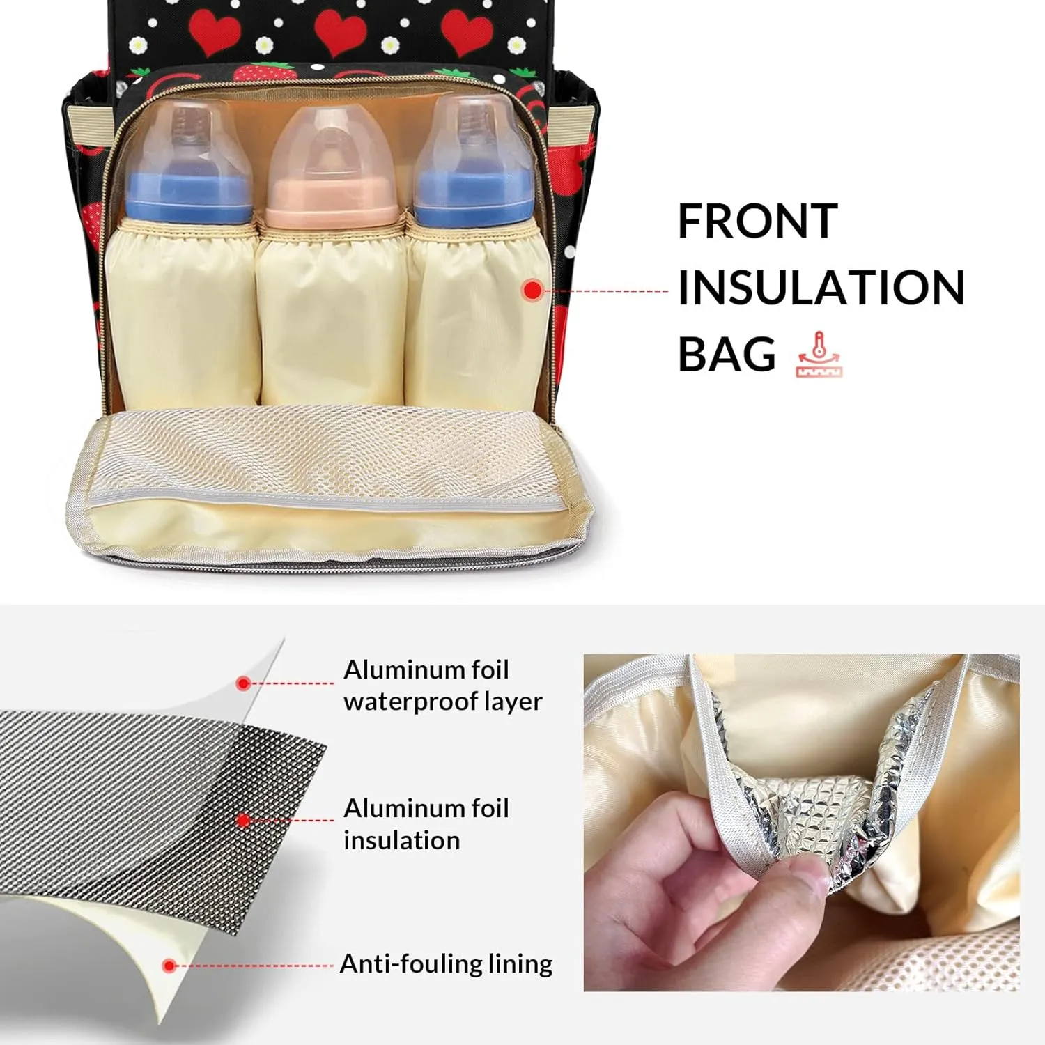 Love Strawberry Diaper Bags Custom Mummy Backpack with Name Tote Bag Backpacks Presents