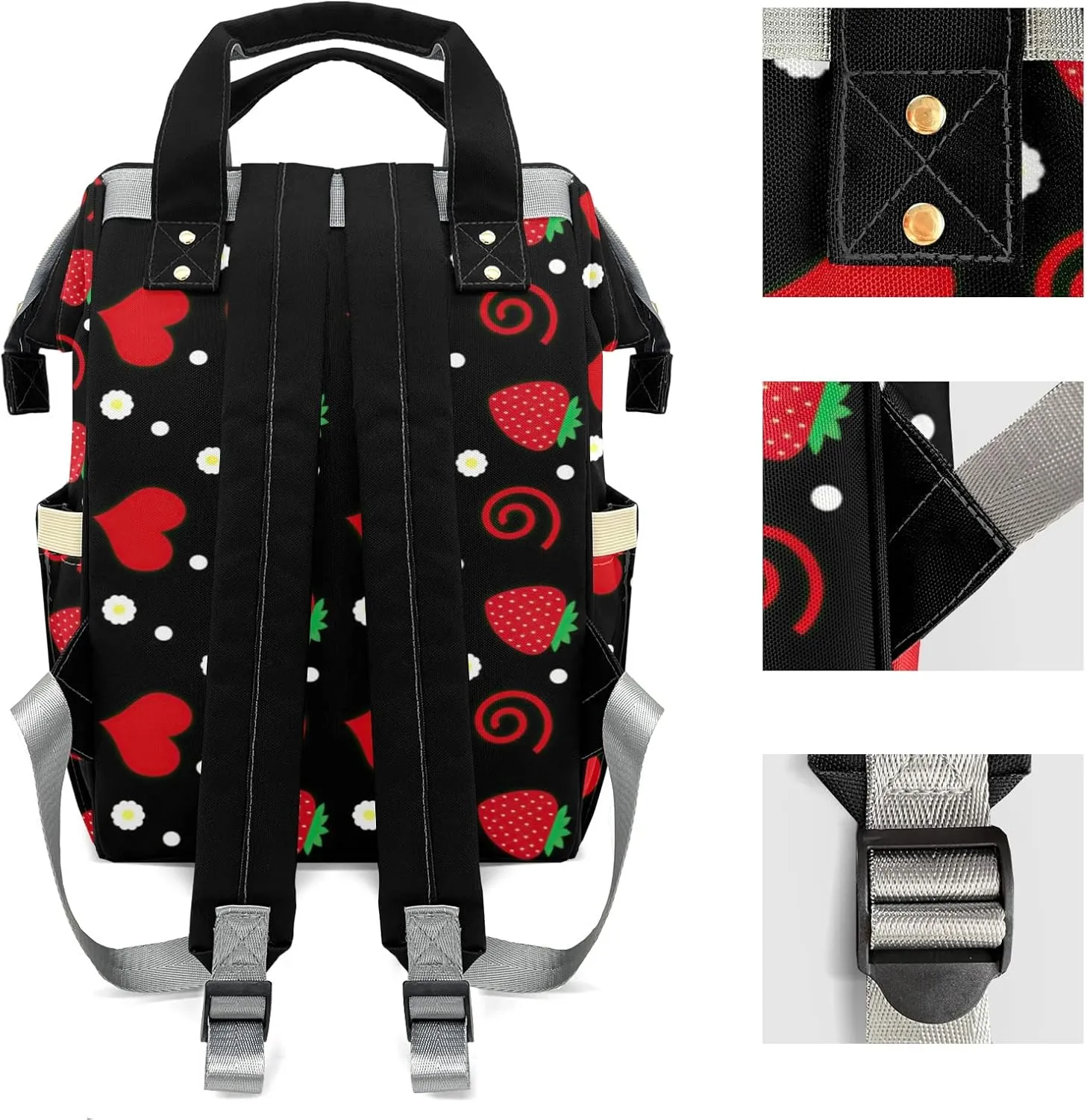 Love Strawberry Diaper Bags Custom Mummy Backpack with Name Tote Bag Backpacks Presents