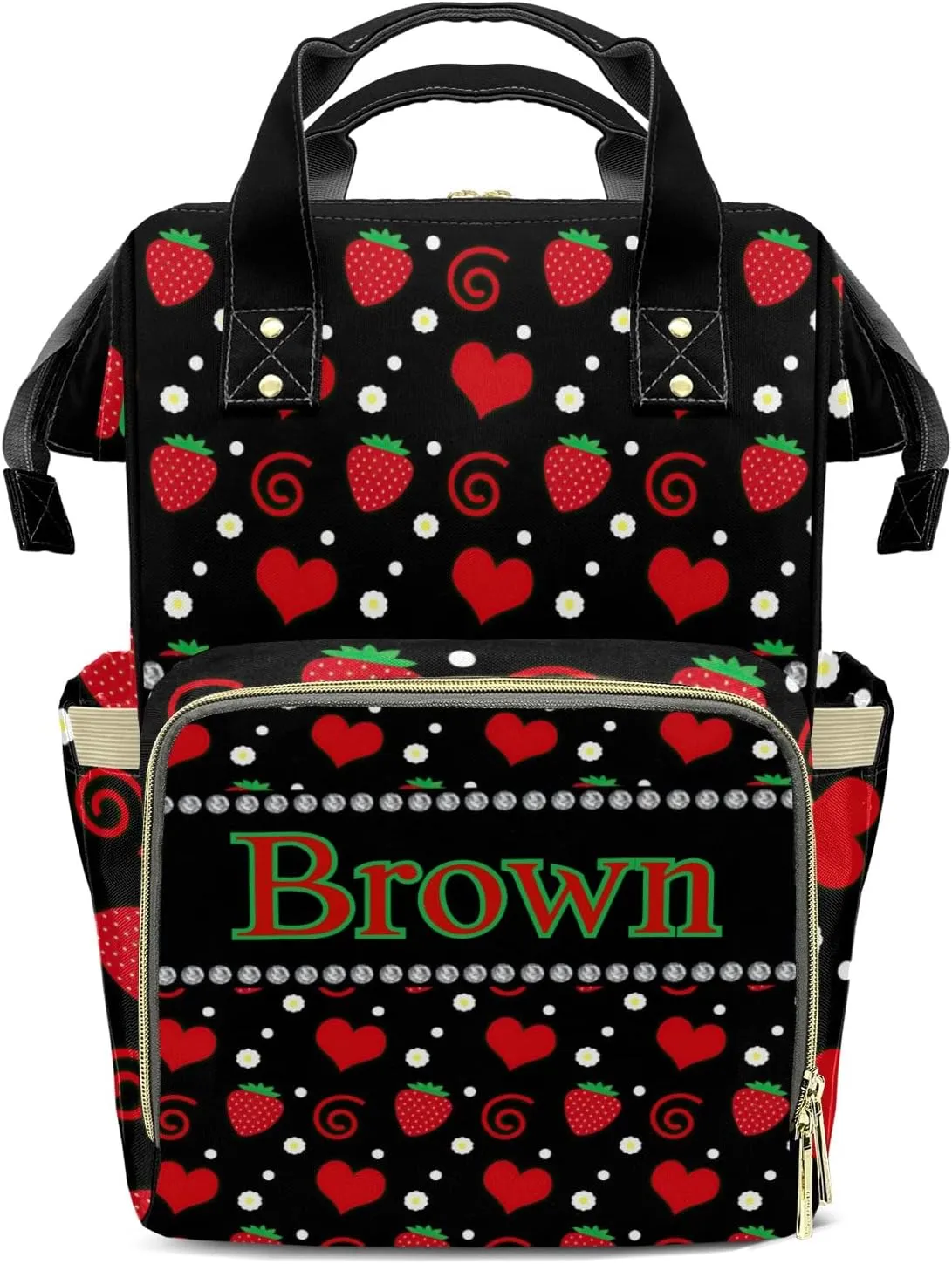 Love Strawberry Diaper Bags Custom Mummy Backpack with Name Tote Bag Backpacks Presents
