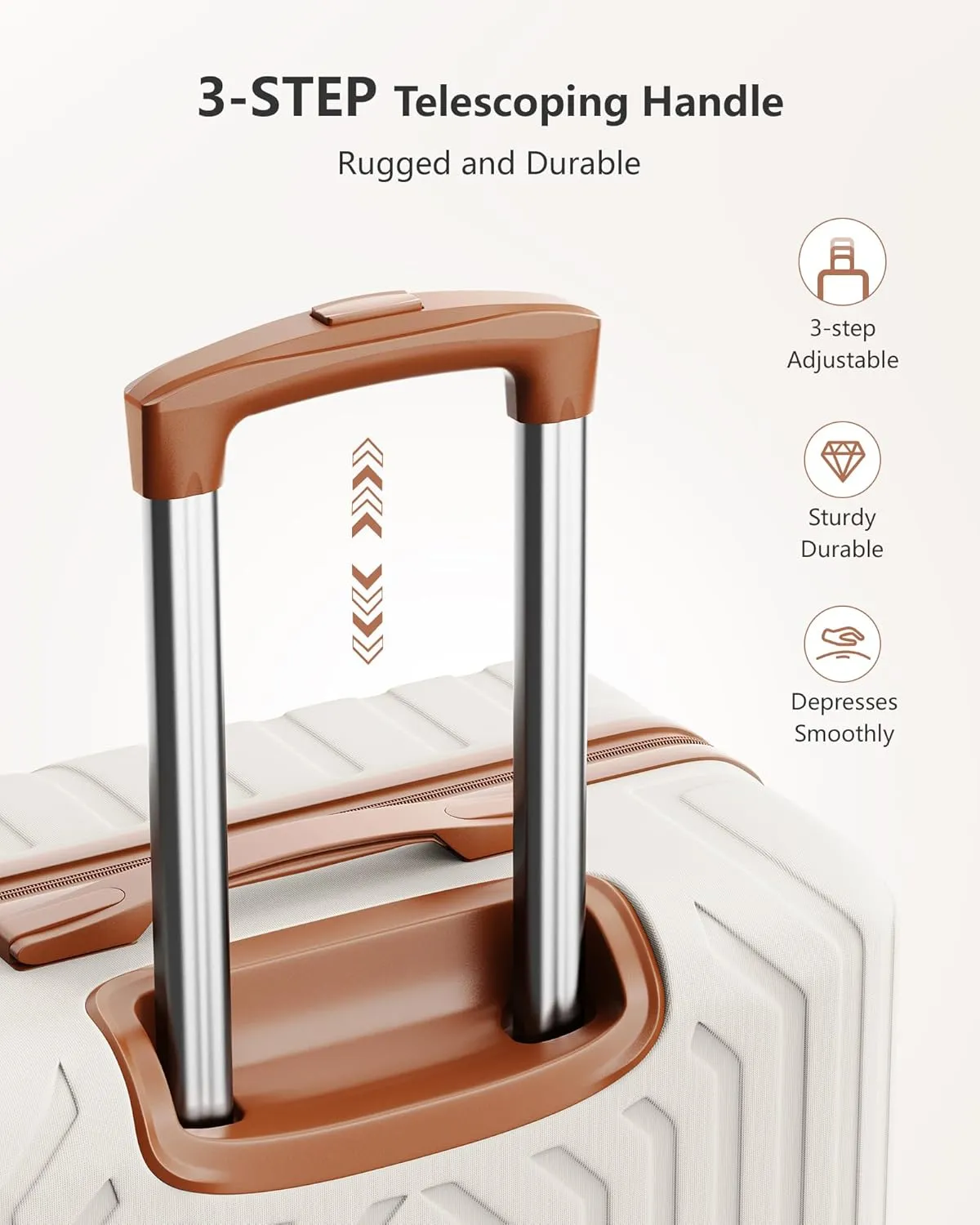 Luggage Sets 3 Piece Hardside Suitcase with Double Spinner Wheels Durable Lightweight Shell with Tsa Lock (20/24/28in) Black&Brown