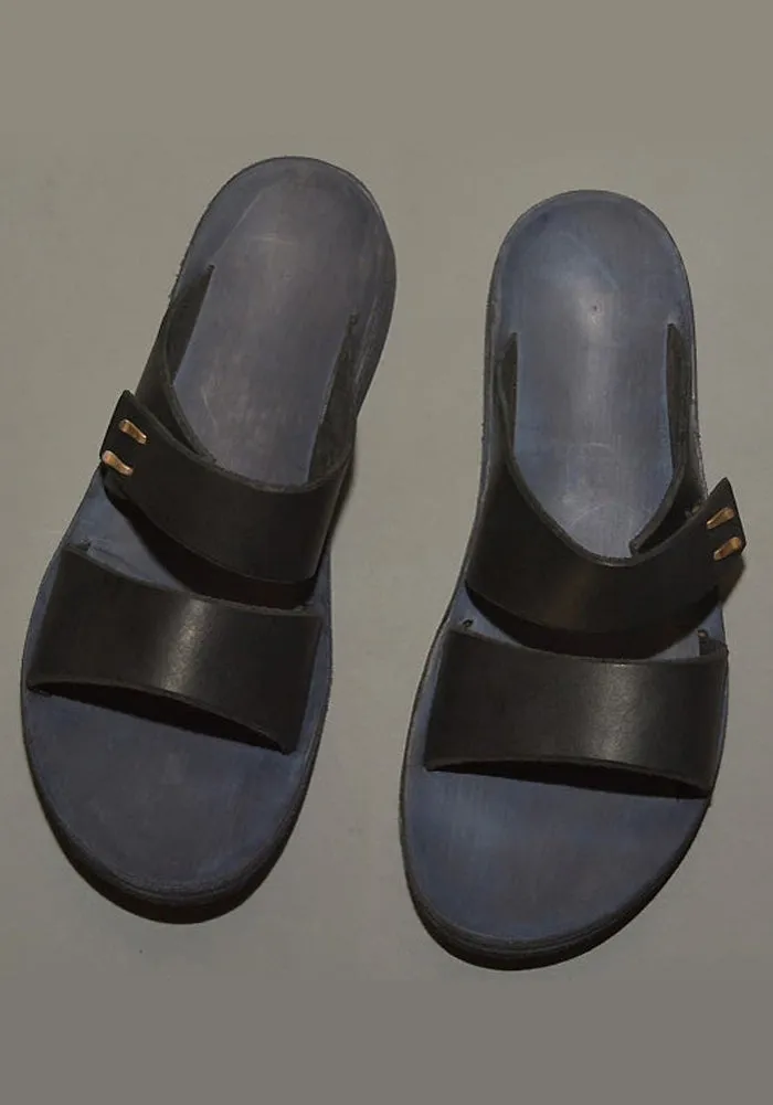m.a  by Maurizio Amadei MENS TOP STRAP LEATHER SANDALS BLACK