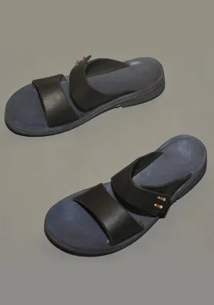 m.a  by Maurizio Amadei MENS TOP STRAP LEATHER SANDALS BLACK