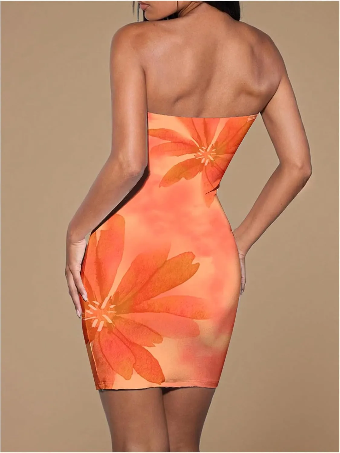 MakeMeChic Women's Floral Strapless Tube Dress Sleeveless Bodycon Y2k Mini Dresses
