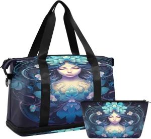 Mandalorian Sports Gym Bag with Waterproof Dry Wet Pocket, Travel Duffel Bag for Women MenWorkout Bag Fits Yoga, Swimming