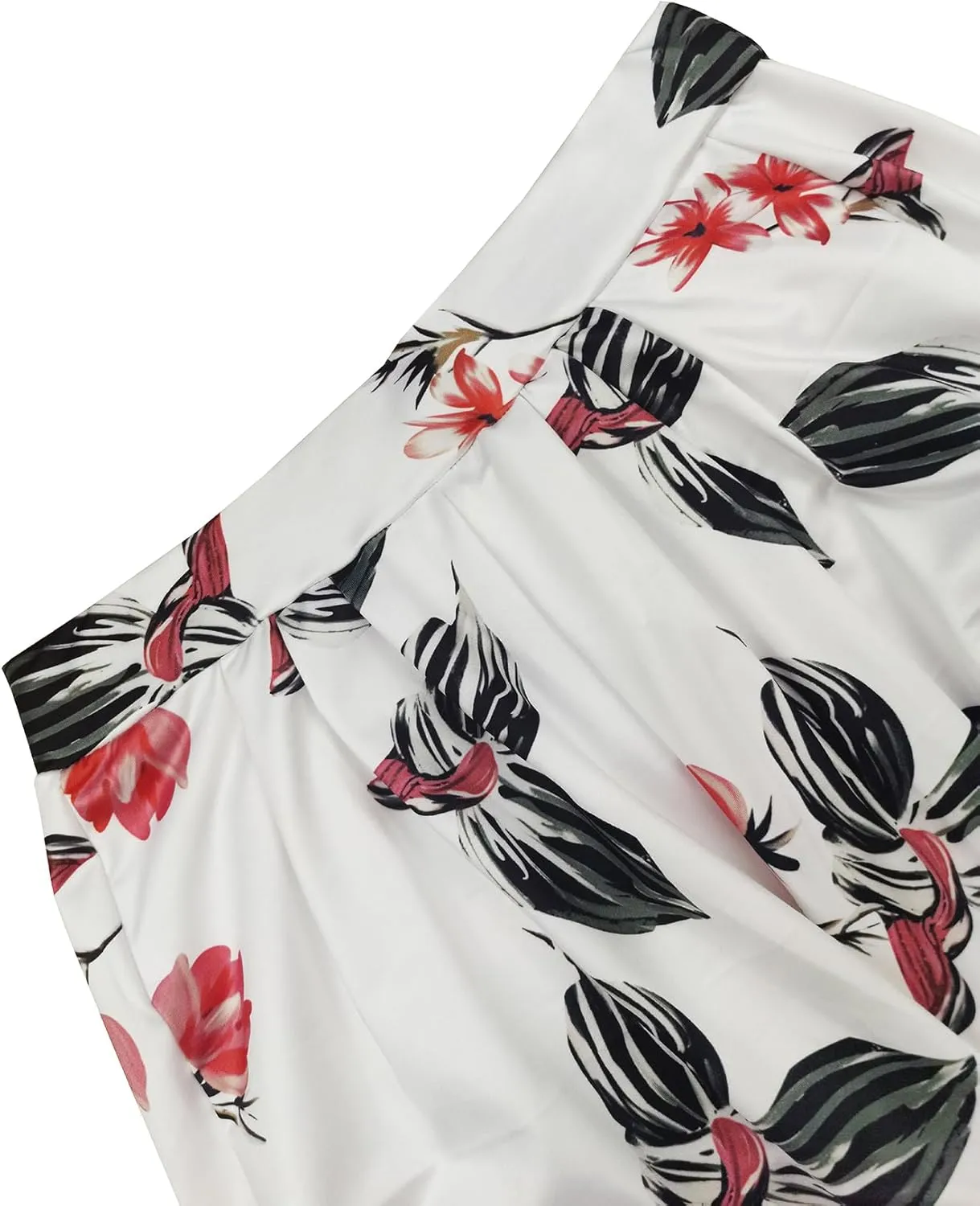 Mandonce 2 Piece Outfits for Women Crew Neck Short Sleeve Crop Tops Printed Wide Leg Long Pants Summer Matching Sets