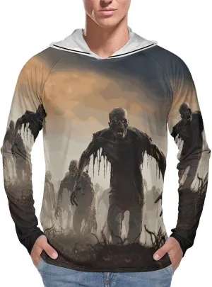 Men's UPF 50  Sun Protection Hoodie Outdoor UV Shirts Many Zombie Long Sleeve Quick Dry Fishing Hiking Shirt
