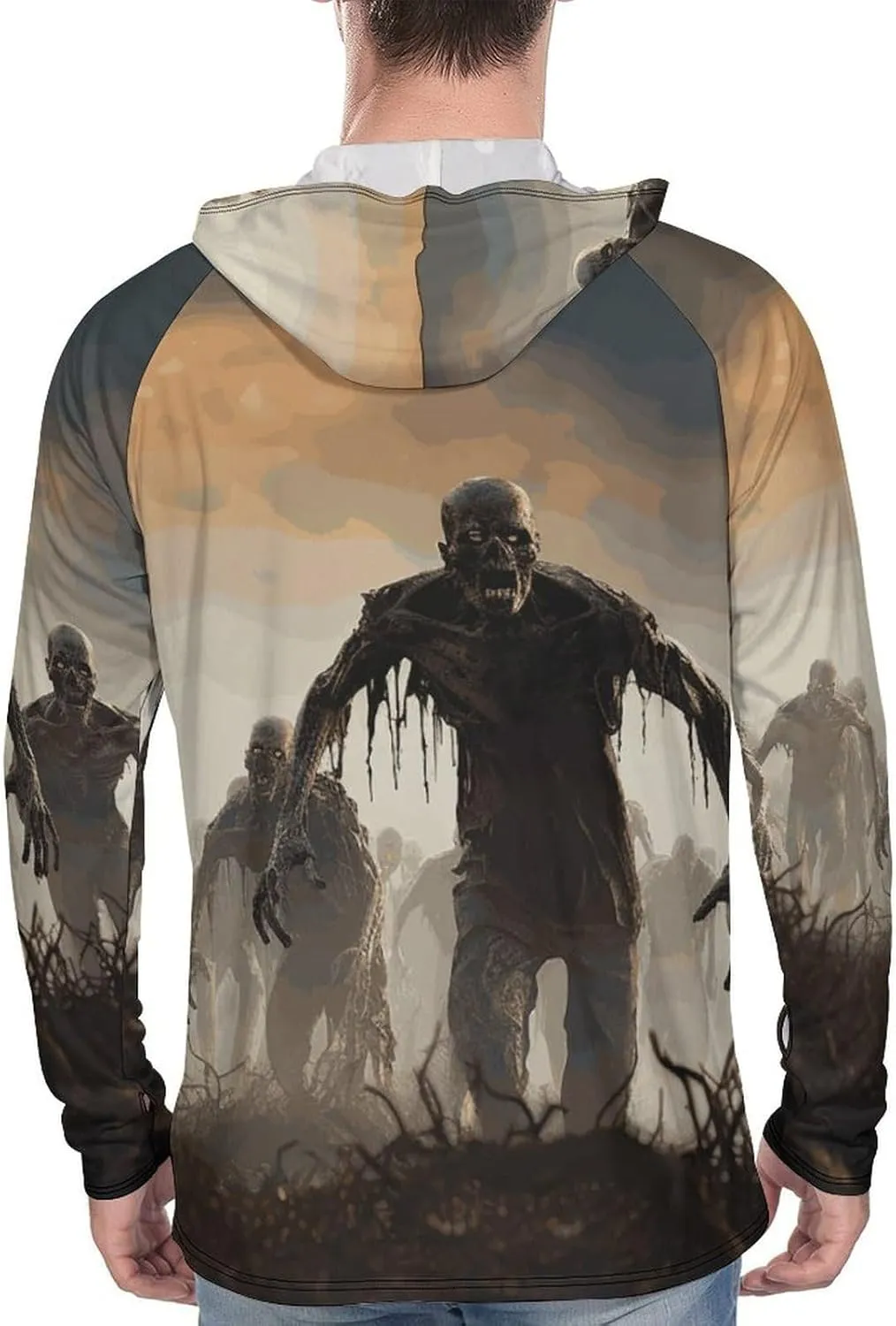 Men's UPF 50  Sun Protection Hoodie Outdoor UV Shirts Many Zombie Long Sleeve Quick Dry Fishing Hiking Shirt