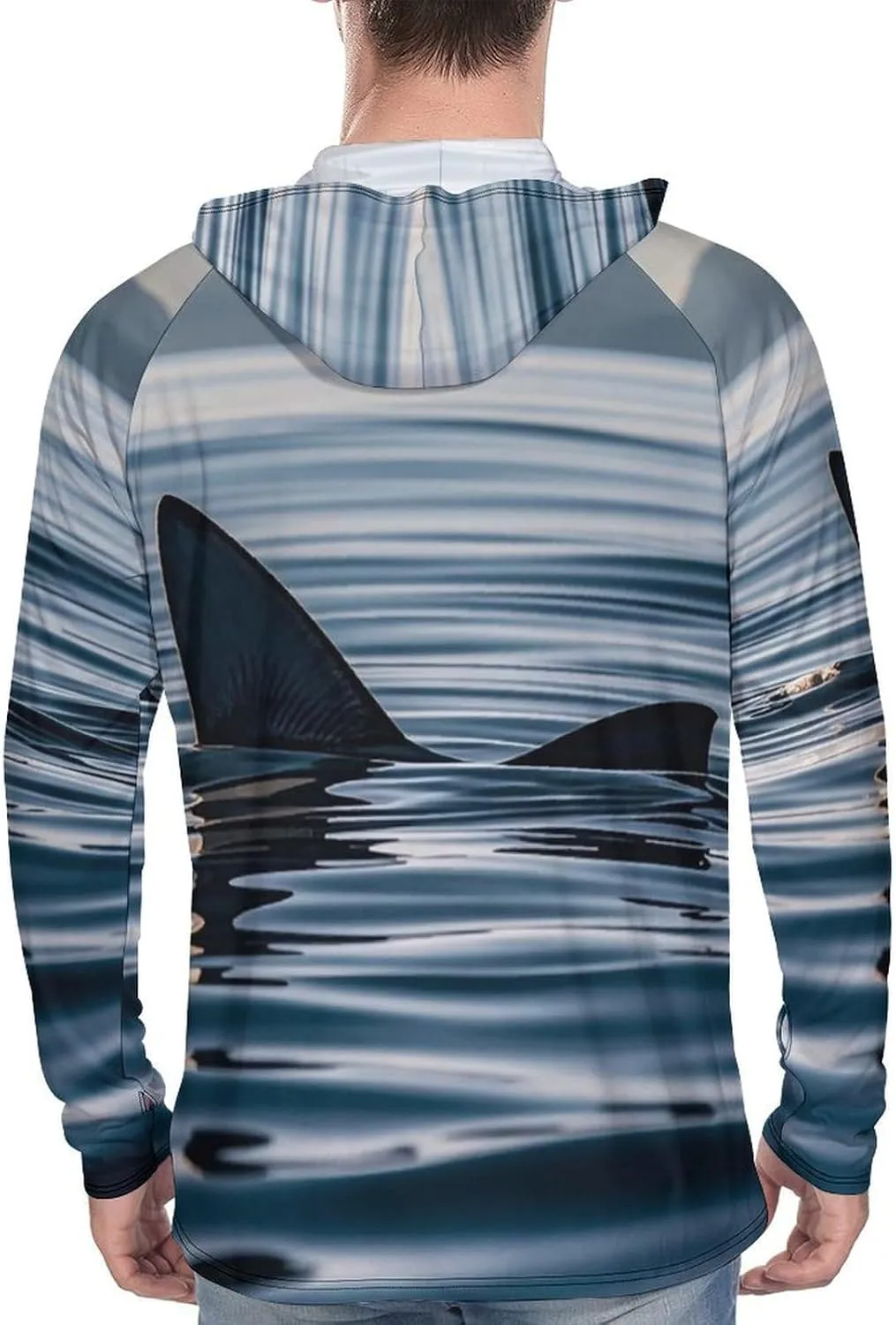 Men's UPF 50  Sun Protection Hoodie Outdoor UV Shirts Shark Fin Water Long Sleeve Quick Dry Fishing Hiking Shirt