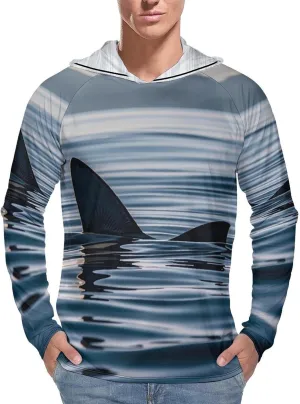 Men's UPF 50  Sun Protection Hoodie Outdoor UV Shirts Shark Fin Water Long Sleeve Quick Dry Fishing Hiking Shirt