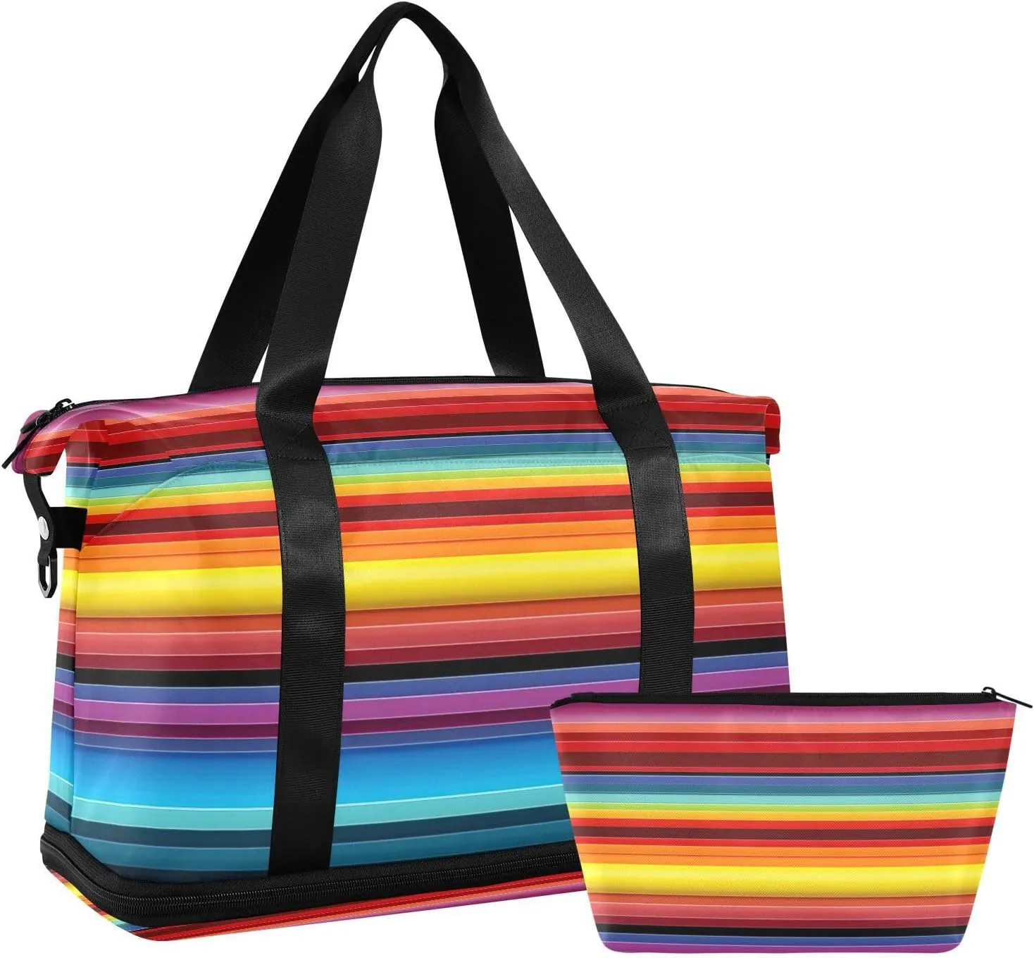 Mexican Striped Texture Sports Gym Bag with Waterproof Dry Wet Pocket, Travel Duffel Bag for Women MenWorkout Bag Fits Yoga, Swimming