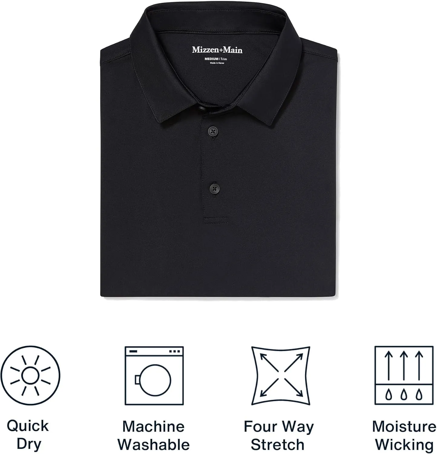 Mizzen Main Versa Men's Performance Short-Sleeve Polo - Lightweight, Moisture-Wicking, UPF 50 , 4-Way Stretch - Trim Fit