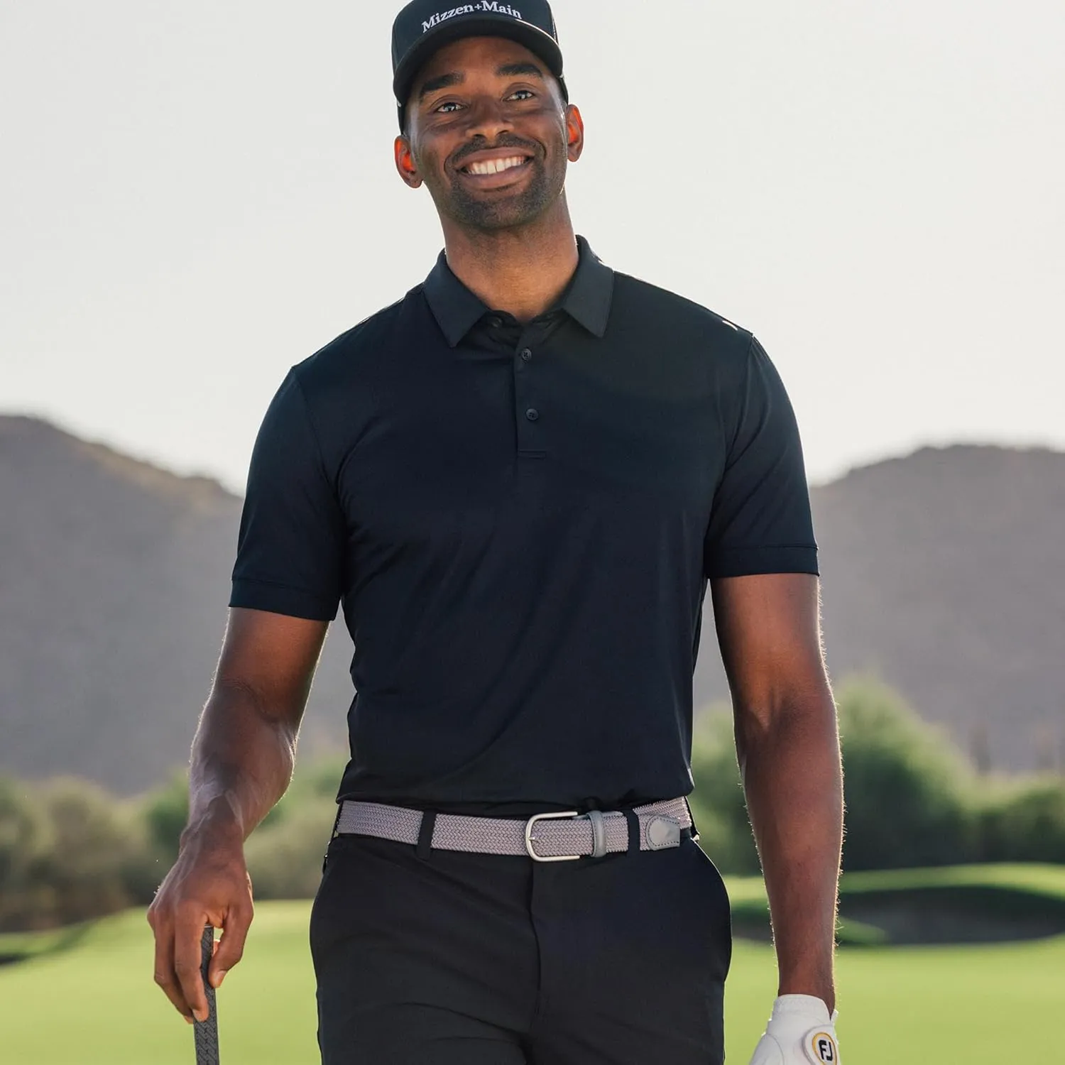 Mizzen Main Versa Men's Performance Short-Sleeve Polo - Lightweight, Moisture-Wicking, UPF 50 , 4-Way Stretch - Trim Fit