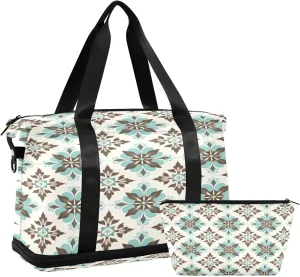 Modern Tile1 Sports Gym Bag with Waterproof Dry Wet Pocket, Travel Duffel Bag for Women MenWorkout Bag Fits Yoga, Swimming