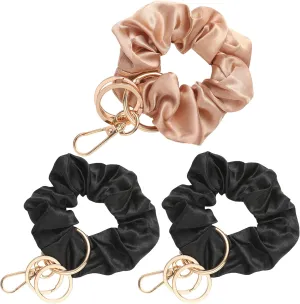 MOMRNTAIL Wristlet Key Chain Women Stretchy Removable Key Chain Keyring Elastic Scrunchie Bracelet Multifunctional Key Ring for Women