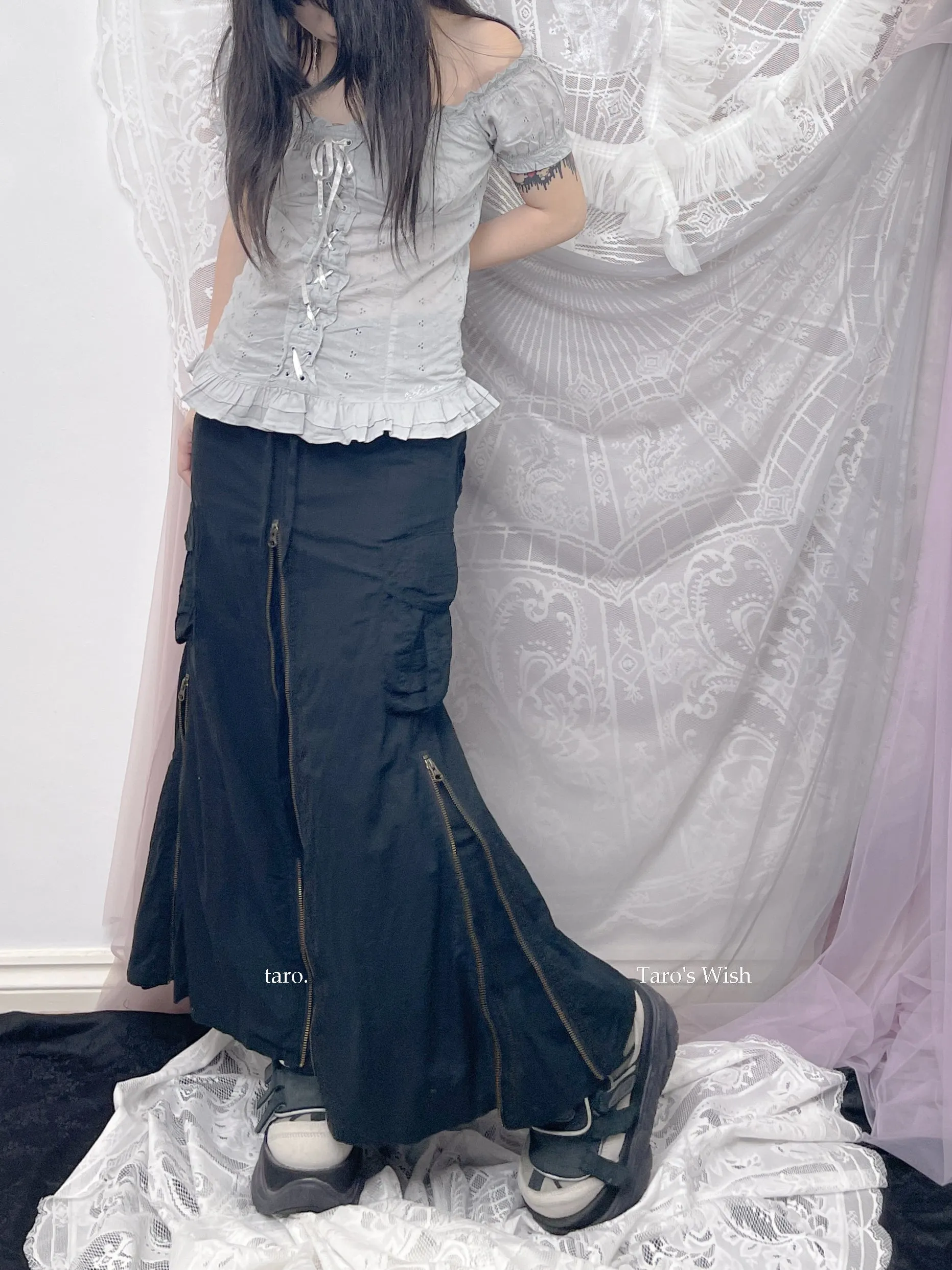 Multi Zip Cargo Maxi Skirt