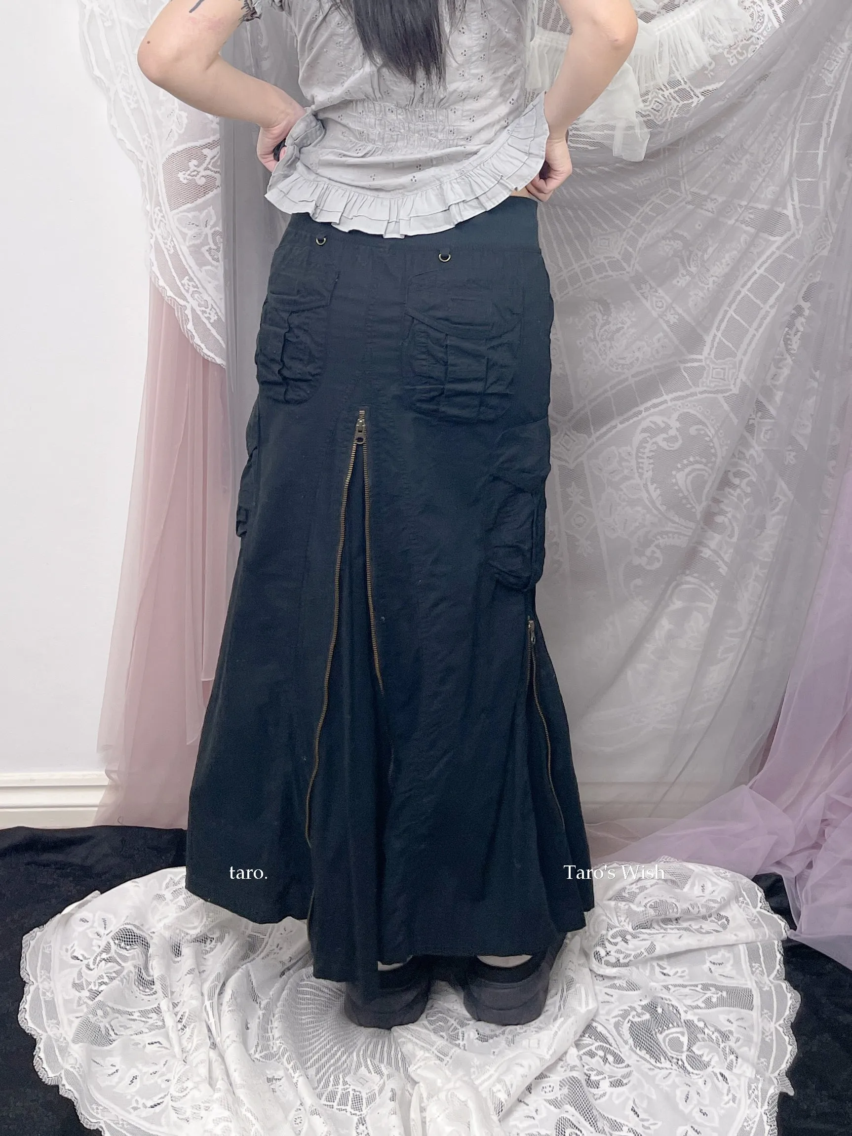 Multi Zip Cargo Maxi Skirt