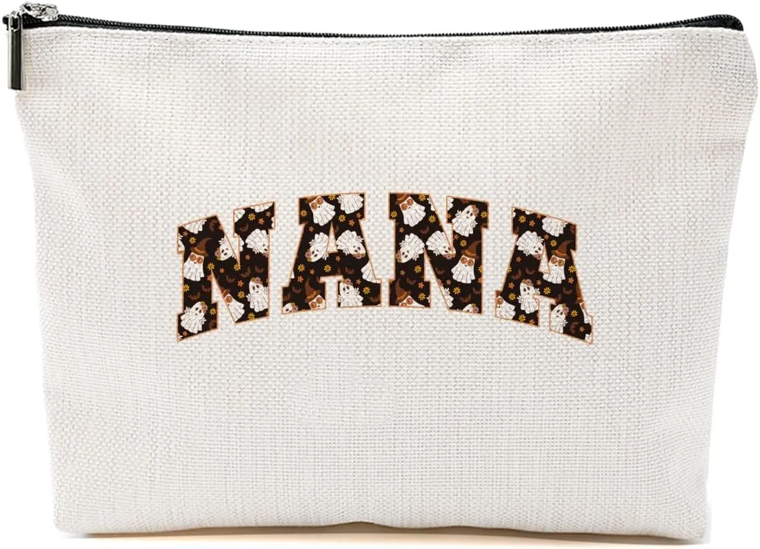 Nana Gifts Grandma Gifts Makeup Bag Grandmother Gifts Cute Halloween Ghost Cosmetic Bag Gifts for Grandma Women Granny Zipper Pouch Travel Organizer Thank You Gifts for Halloween party Mothers Day