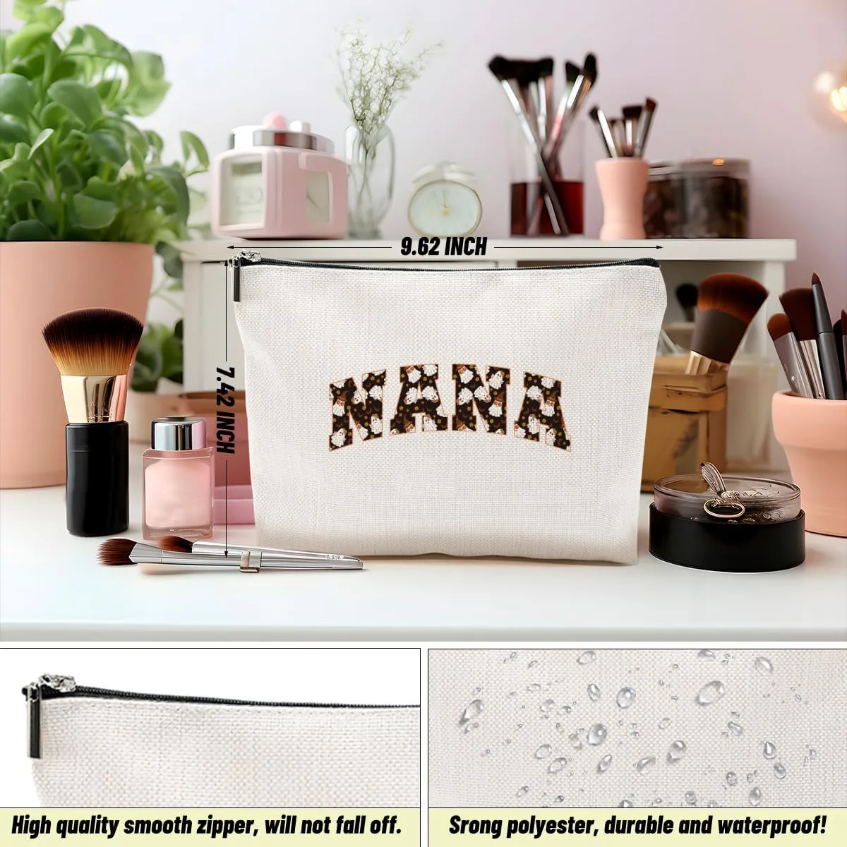 Nana Gifts Grandma Gifts Makeup Bag Grandmother Gifts Cute Halloween Ghost Cosmetic Bag Gifts for Grandma Women Granny Zipper Pouch Travel Organizer Thank You Gifts for Halloween party Mothers Day