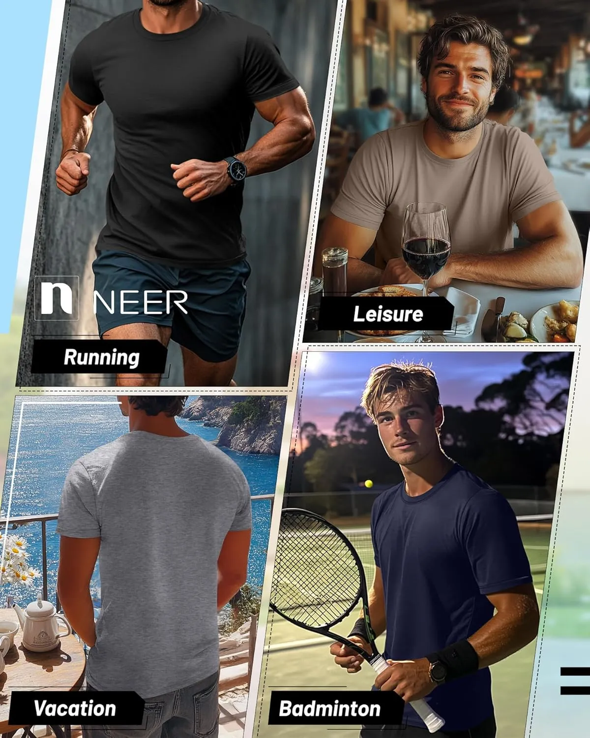 Neer 7 Pack Men's Big and Tall Shirts Summer Cotton Short Sleeve Tee Crew Neck Casual Top Basic Oversize T Shirts
