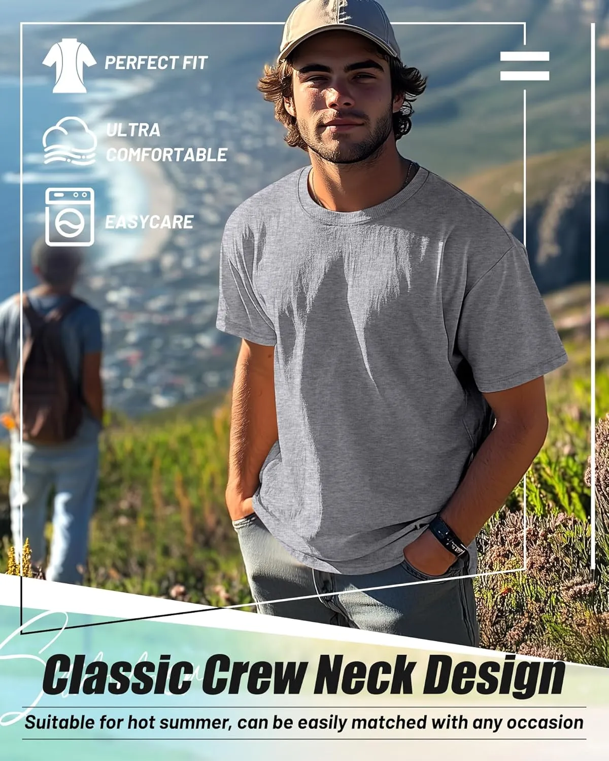 Neer 7 Pack Men's Big and Tall Shirts Summer Cotton Short Sleeve Tee Crew Neck Casual Top Basic Oversize T Shirts