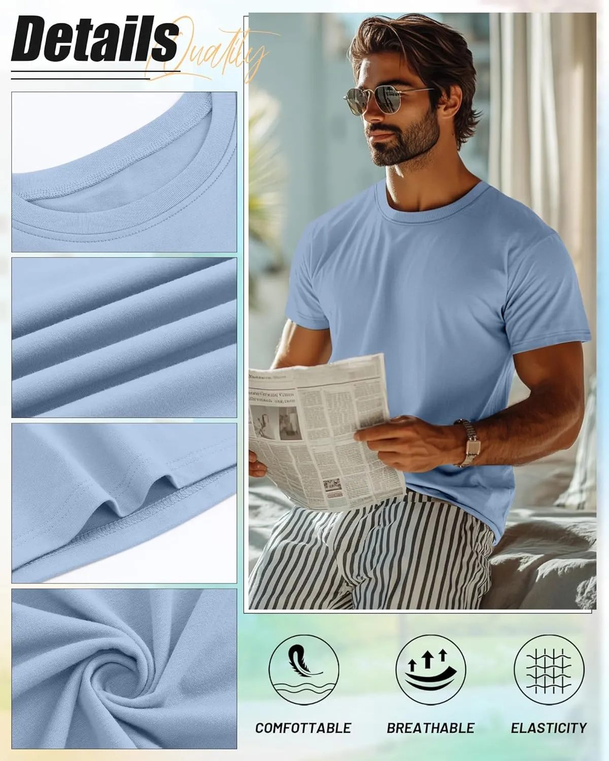 Neer 7 Pack Men's Big and Tall Shirts Summer Cotton Short Sleeve Tee Crew Neck Casual Top Basic Oversize T Shirts