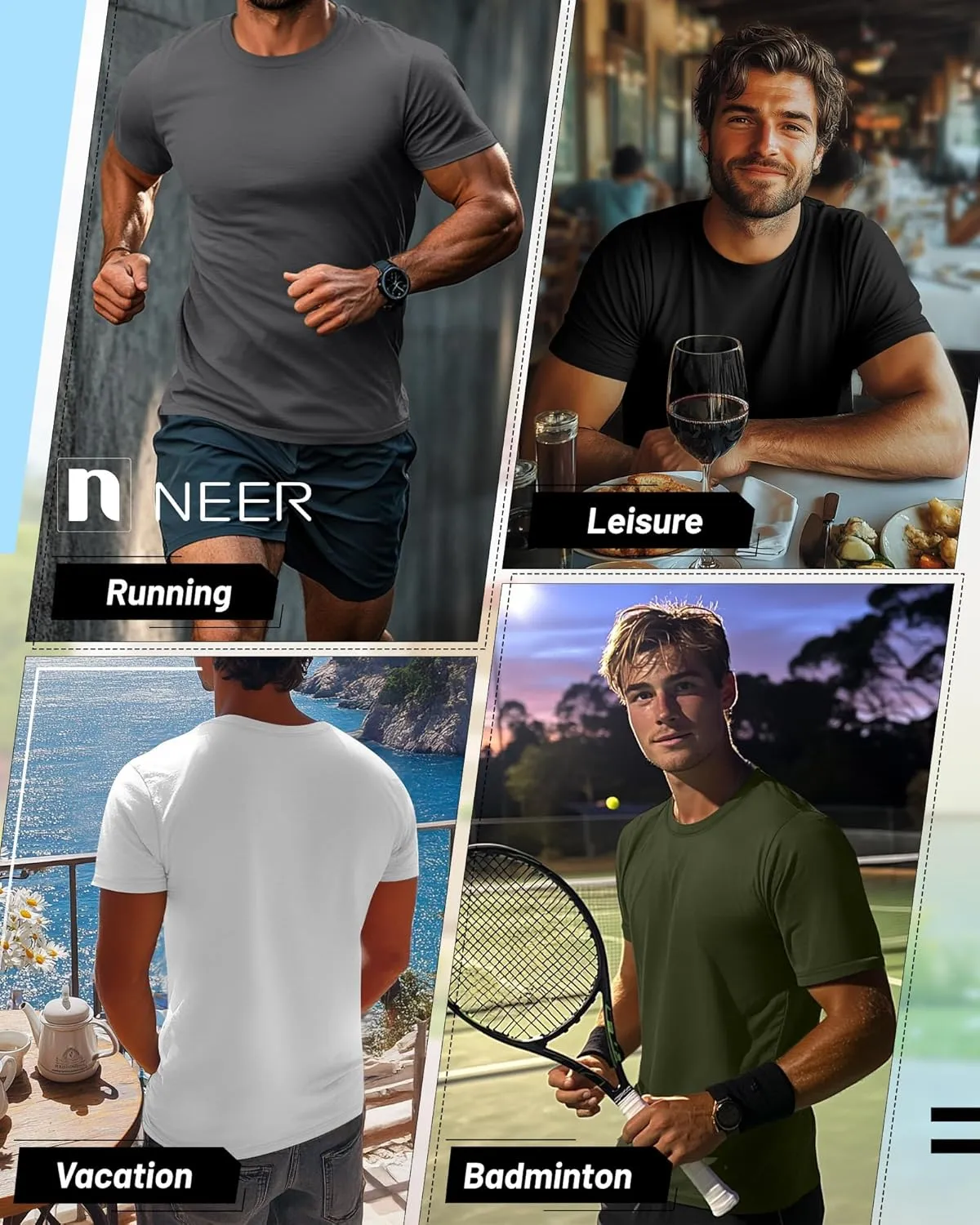 Neer 7 Pack Men's Big and Tall Shirts Summer Cotton Short Sleeve Tee Crew Neck Casual Top Basic Oversize T Shirts