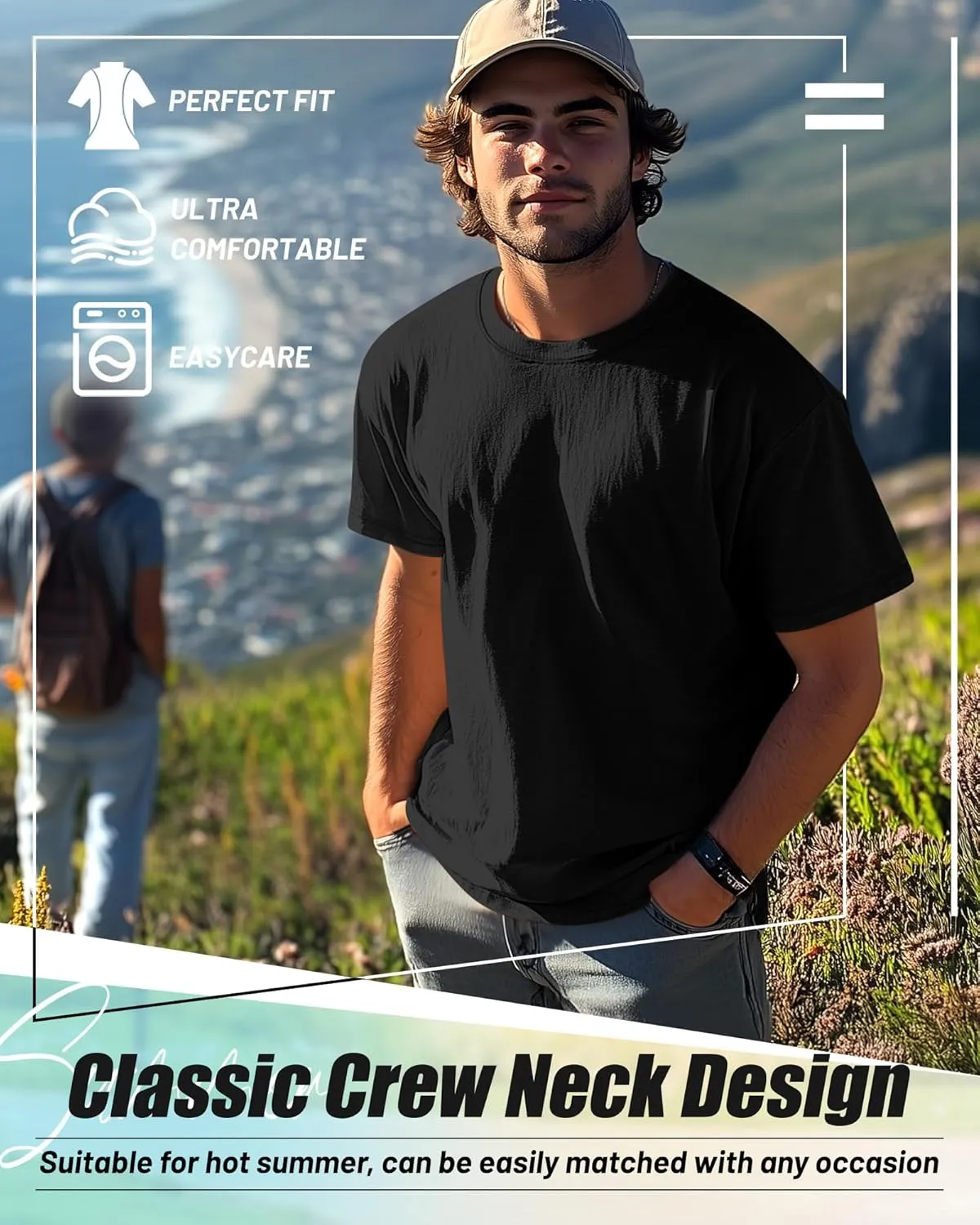 Neer 7 Pack Men's Big and Tall Shirts Summer Cotton Short Sleeve Tee Crew Neck Casual Top Basic Oversize T Shirts